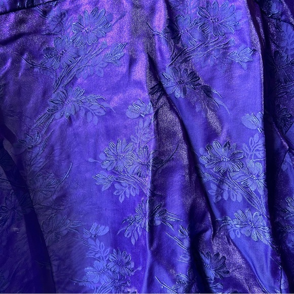 Vintage Easy Spirit Metallic Purple Button Up Floral Long Sleeve Blouse - Picture 4 of 5